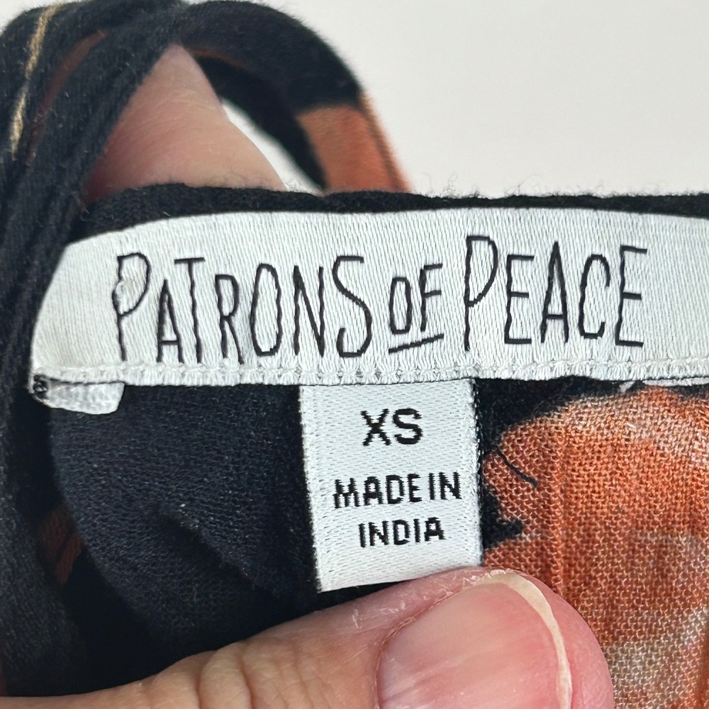 Patrons of Peace Black Orange Floral Print Maxi Dress Spaghetti Straps XS - Picture 2 of 9